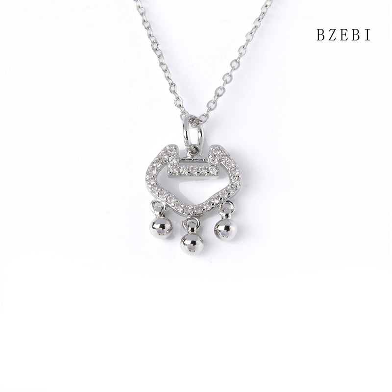 Cubic Zirconia Safety lock Necklace for Women with Box