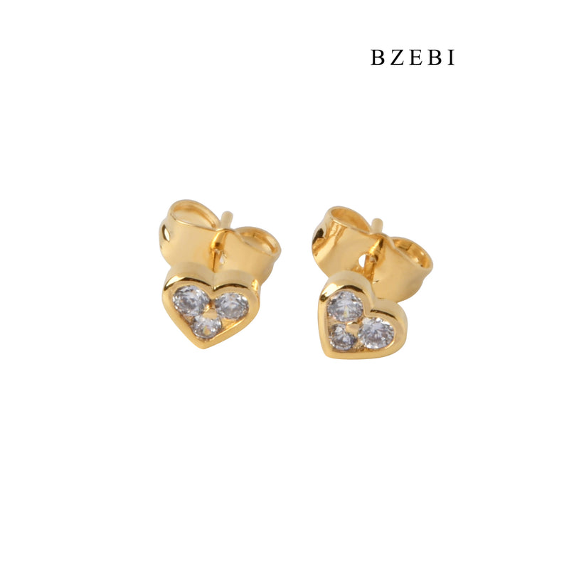 BZEBI Simple personality 18K stainless steel gold-plated love studded Earrings Earrings Fashion Party Jewelry Gifts