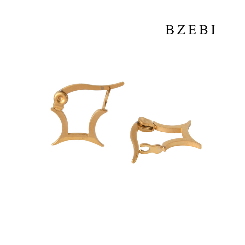 BZEBI 18k Gold Plated Cubic Zirconia Simple pop fashion Stud Earrings for Women with Box