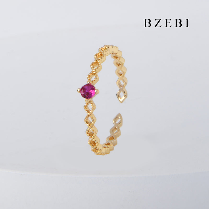 BZEBI 18k Gold Plated Cubic Zirconia Simple and stylish Rings for Women with Box