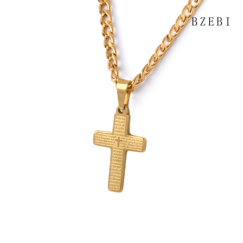 18k Gold Plated Cubic Zirconia cross Necklace for Women with Box