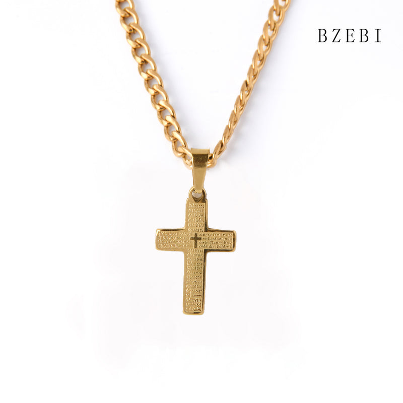 18k Gold Plated Cubic Zirconia cross Necklace for Women with Box