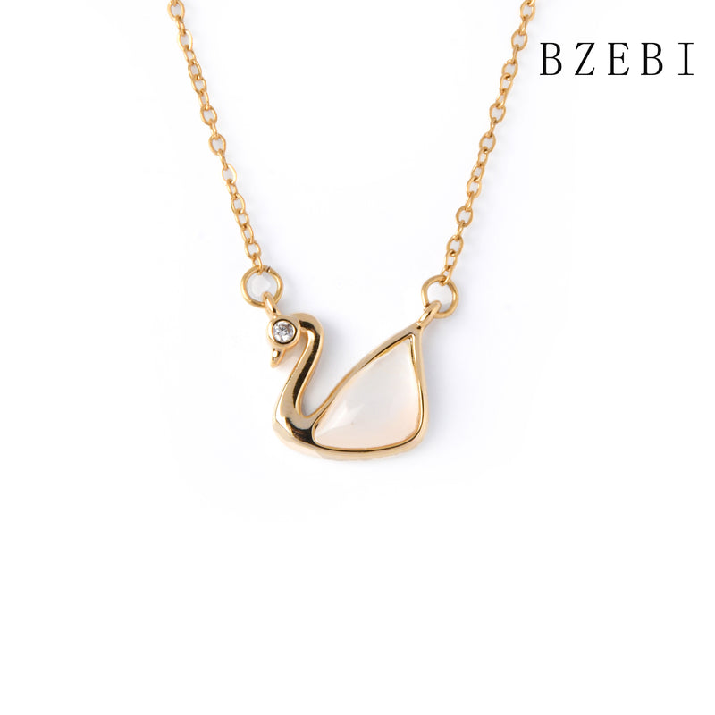 18k Gold Plated Cubic Zirconia swan Necklace for Women with Box