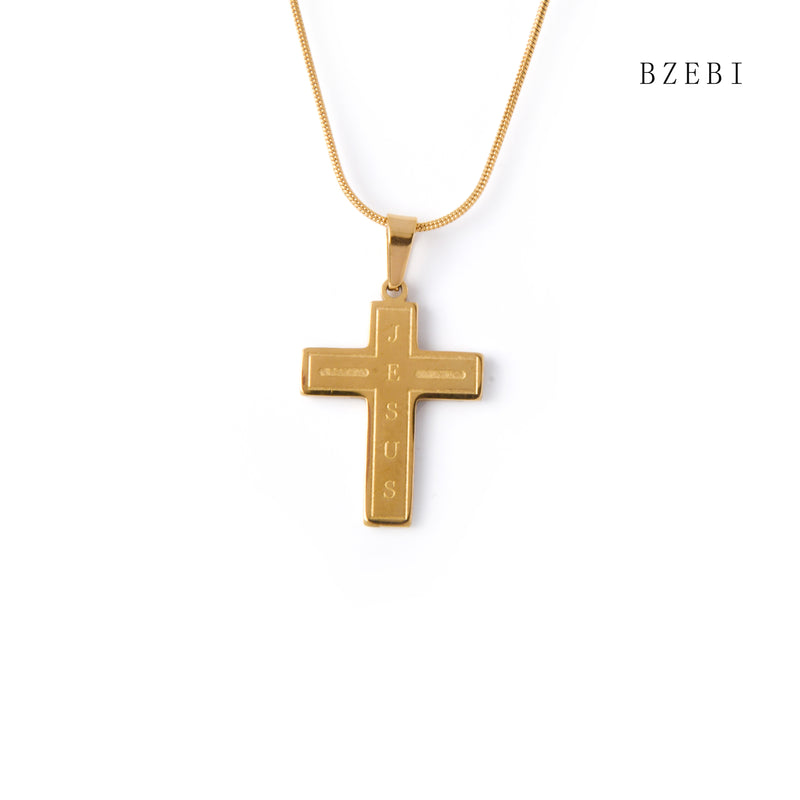 18k Gold Plated Cubic Zirconia Cross Necklace for Women with Box