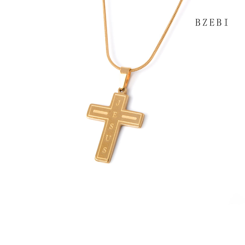 18k Gold Plated Cubic Zirconia Cross Necklace for Women with Box