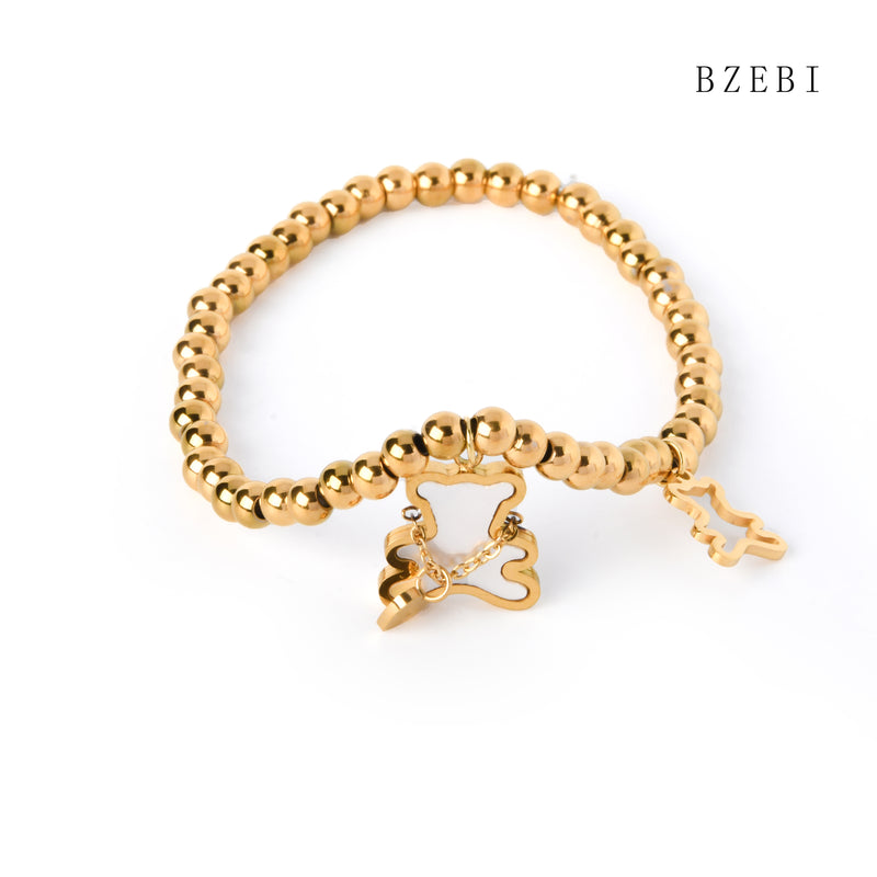 18k Gold Plated Cubic Zirconia Bear pendant Bracelet for Women with Box