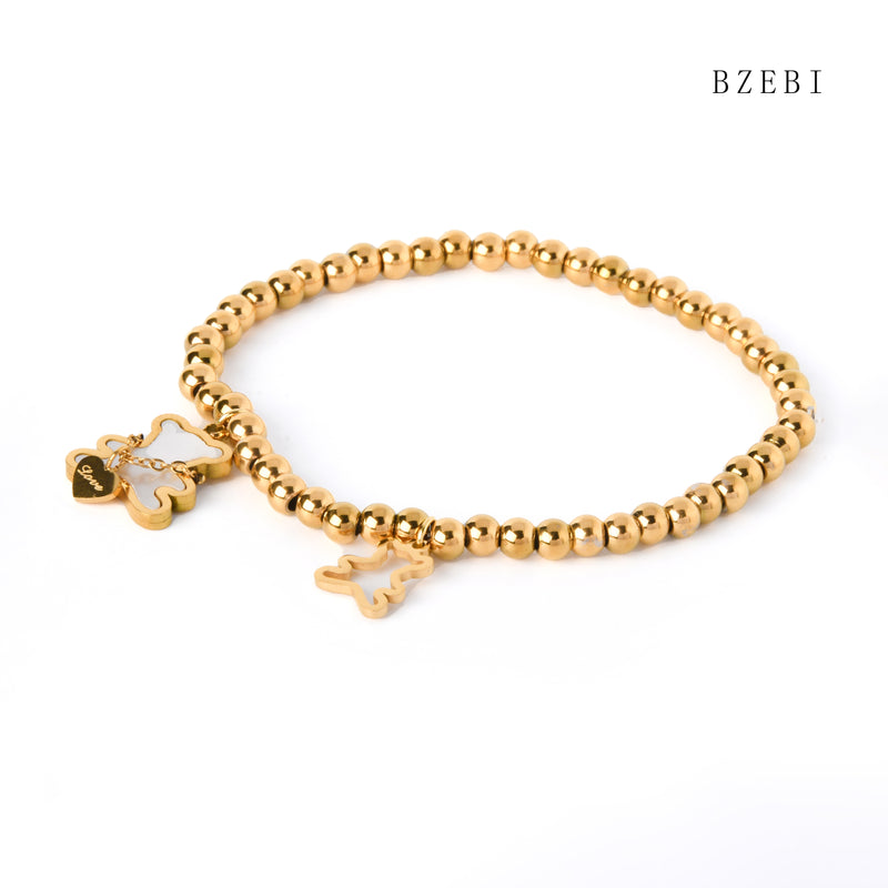 18k Gold Plated Cubic Zirconia Bear pendant Bracelet for Women with Box