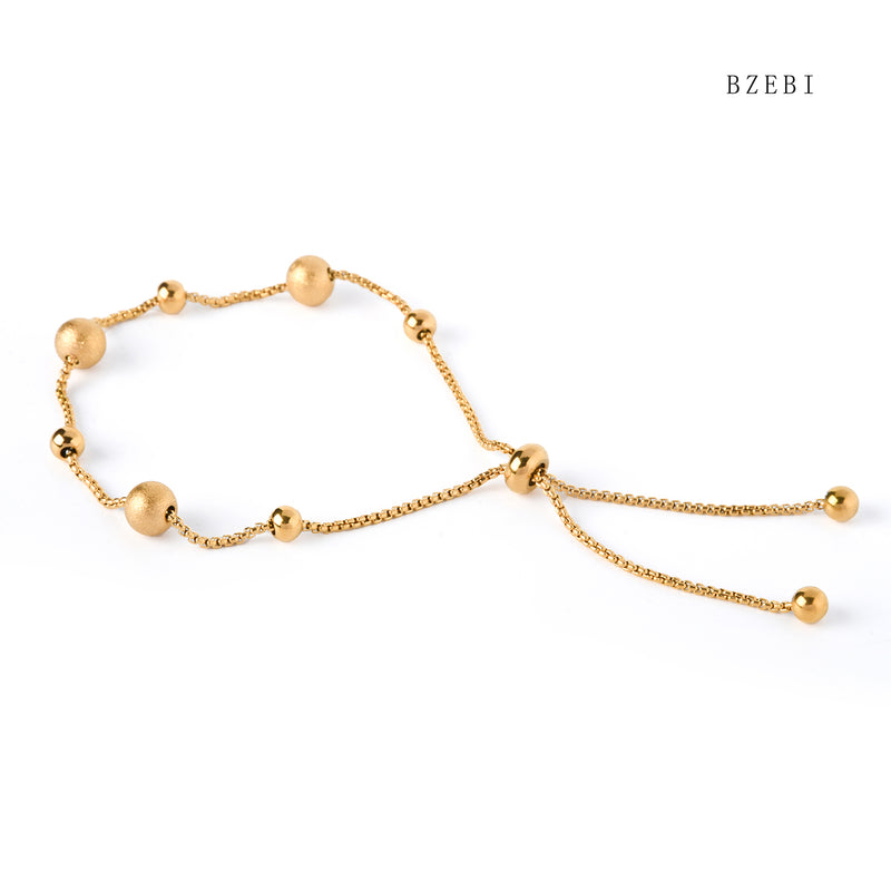 18k Gold Plated Cubic Zirconia Small ball weaving Bracelet for Women with Box