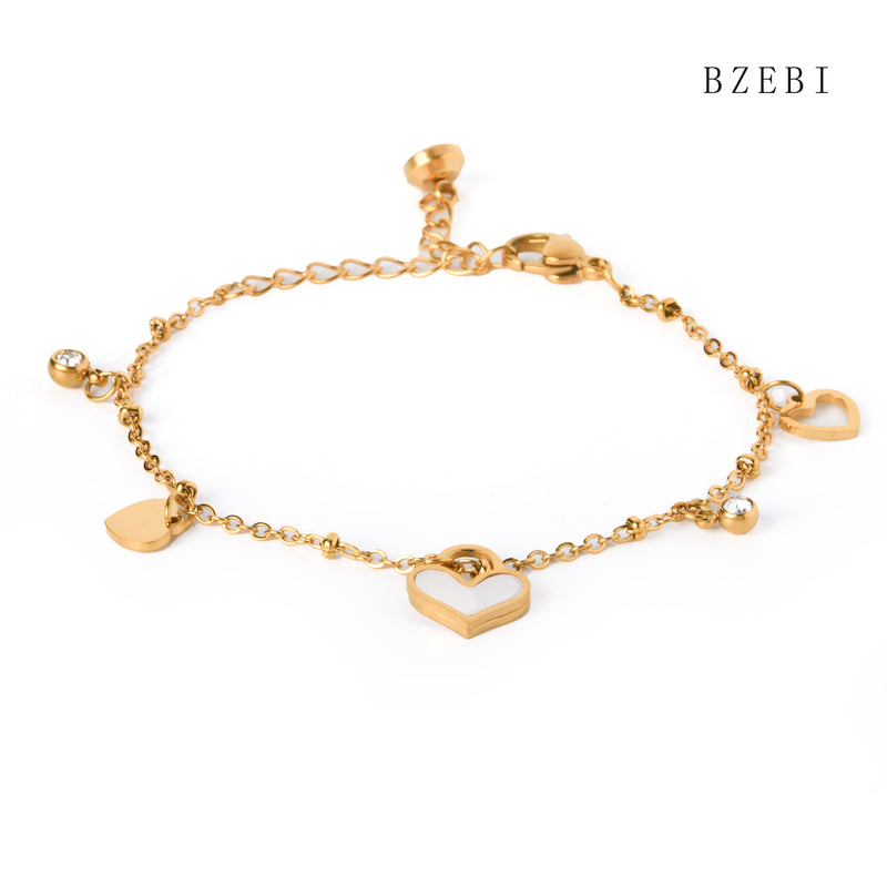 18k Gold Plated Cubic Zirconia love Bracelet for Women with Box