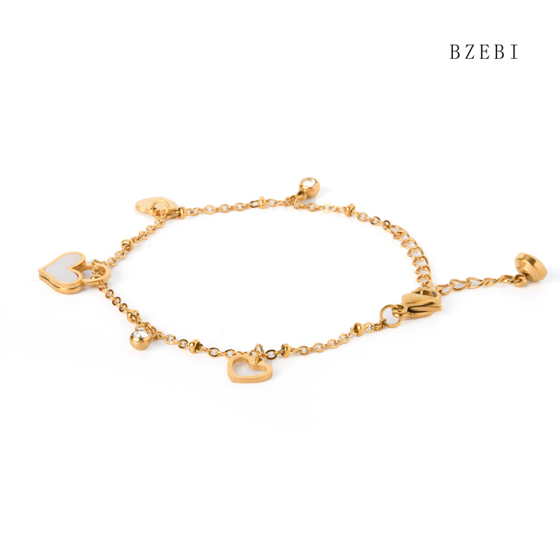 18k Gold Plated Cubic Zirconia love Bracelet for Women with Box