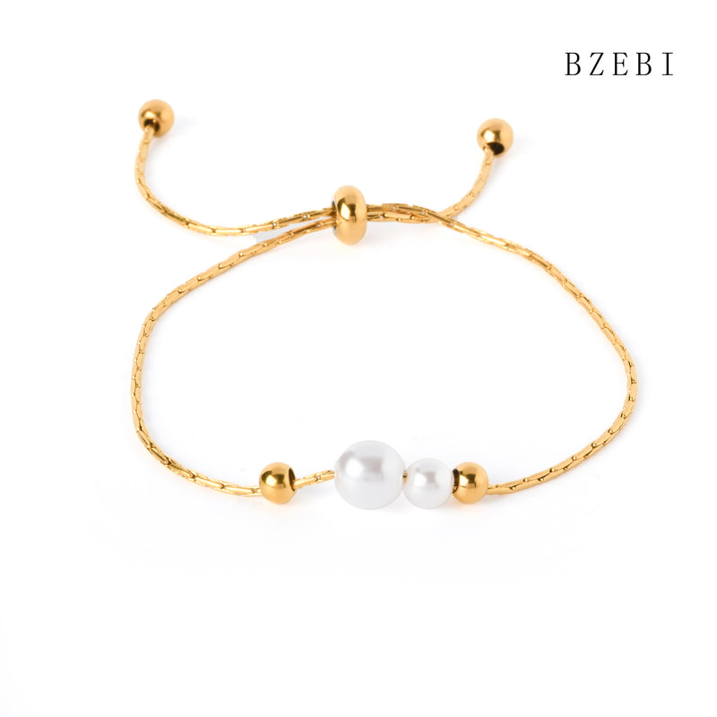 18k Gold Plated Cubic Zirconia pearl Bracelet for Women with Box