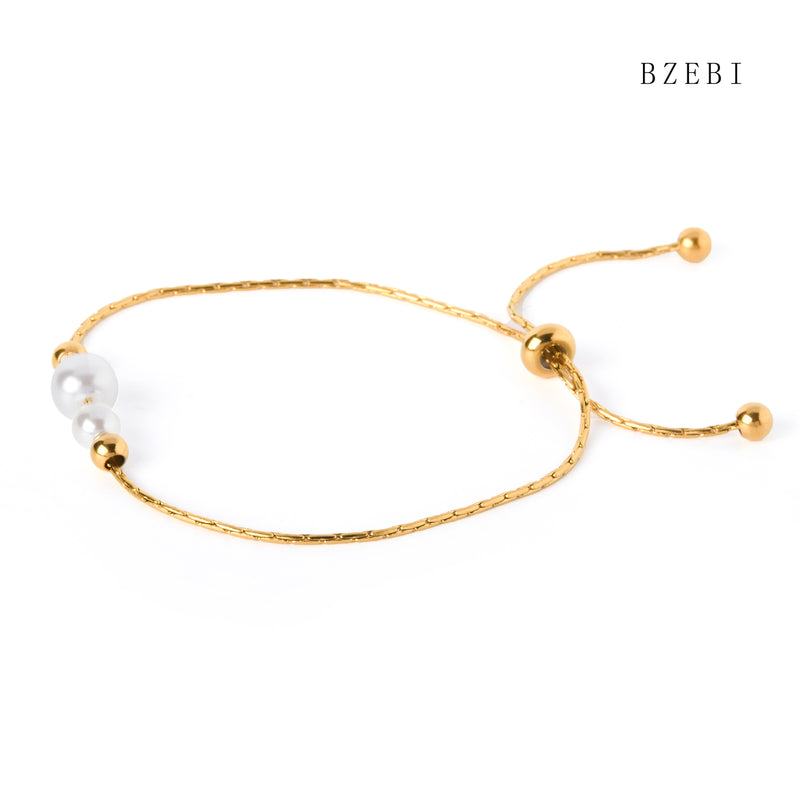 18k Gold Plated Cubic Zirconia pearl Bracelet for Women with Box