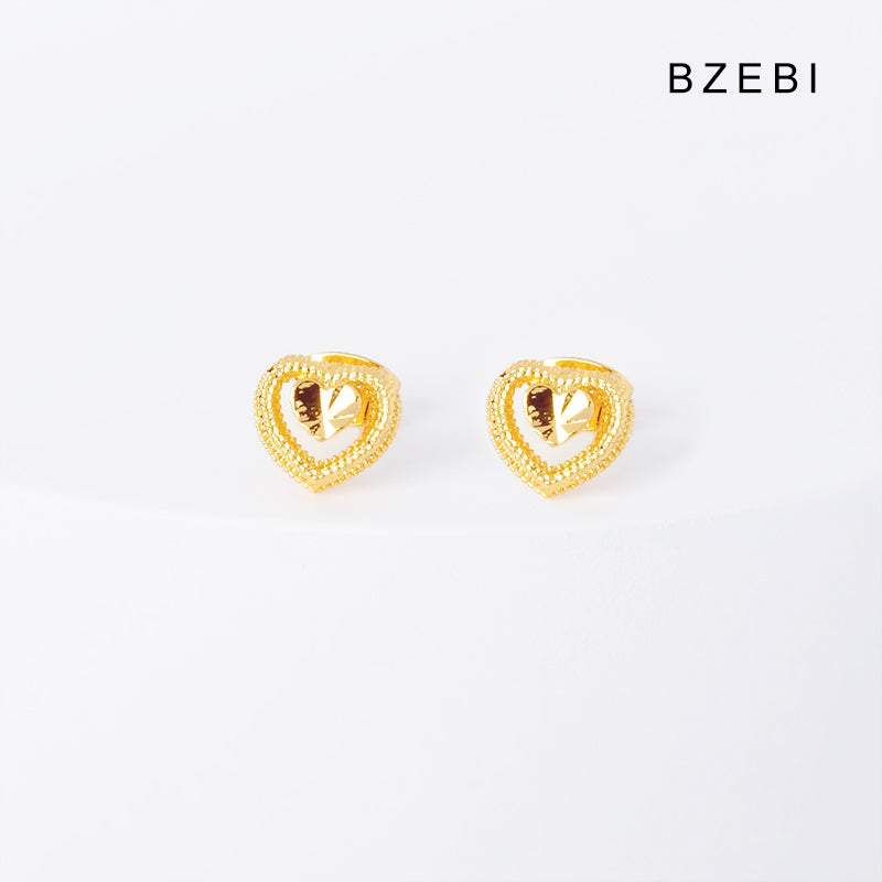 BZEBI 14k Love Double Heart Fashion Design Earrings