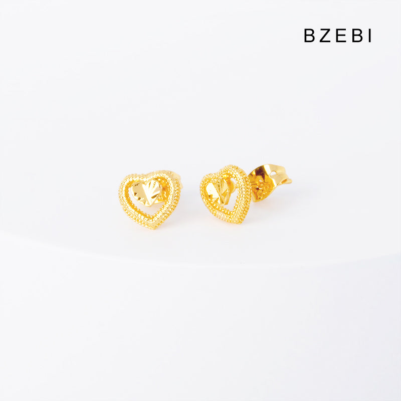 BZEBI 14k Love Double Heart Fashion Design Earrings