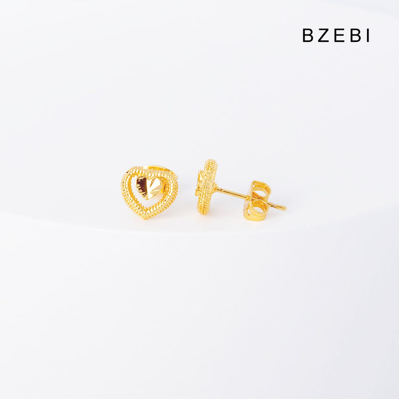 BZEBI 14k Love Double Heart Fashion Design Earrings