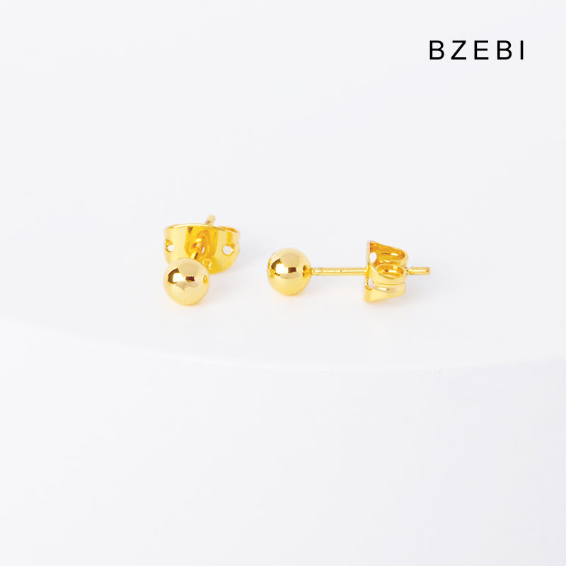 BZEBI 14k round ball fashion design earrings