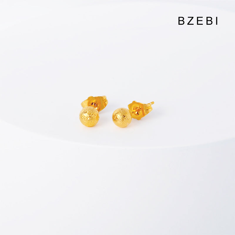 BZEBI 14k round ball frosted fashion earrings women